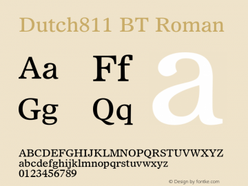 Dutch811 BT Roman mfgpctt-v4.4 Jan 2 1999 Font Sample