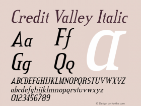 Credit Valley Italic Version 5.000图片样张