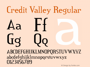 Credit Valley Regular Version 5.000 Font Sample