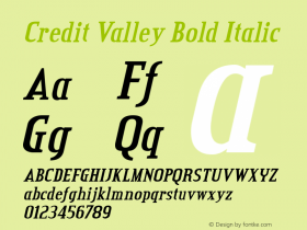 Credit Valley Bold Italic OTF 3.000;PS 001.001;Core 1.0.29图片样张