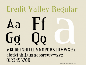 Credit Valley Regular Version 2.000 2004 Font Sample