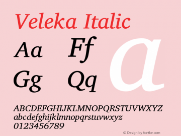 Veleka-Italic Version 1.000图片样张