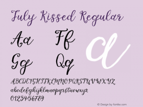 July Kissed Regular Version 001.001 Font Sample