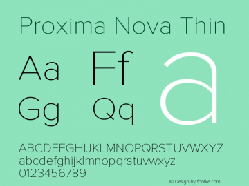 Proxima Nova Thin Version 2.003 Font Sample