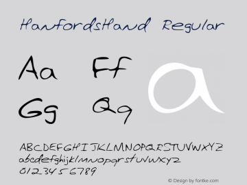 HanfordsHand Regular The IMSI MasterFonts Collection, tm 1996 IMSI (International Microcomputer Software Inc.) Font Sample