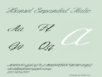 Hansel-ExpandedItalic Version 1.000 Font Sample