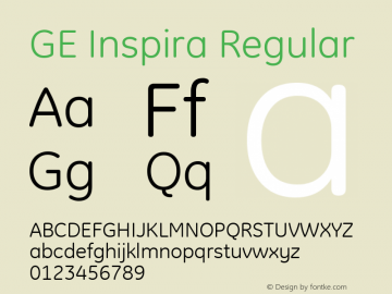 GE Inspira Version 1.10 Font Sample