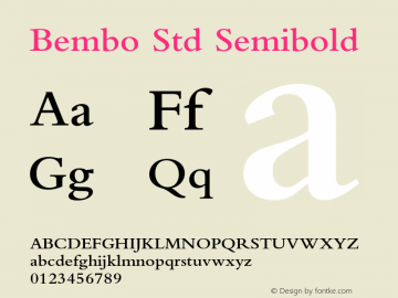 BemboStd-Semibold Version 1.040;PS 001.003;Core 1.0.35;makeotf.lib1.5.4492 Font Sample