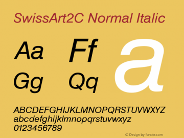 SwissArt2C Normal Italic 1.0 Tue Dec 20 11:37:57 1994 Font Sample