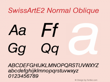 SwissArtE2 Normal Oblique 1.0 Sat Jan 14 16:59:39 1995 Font Sample