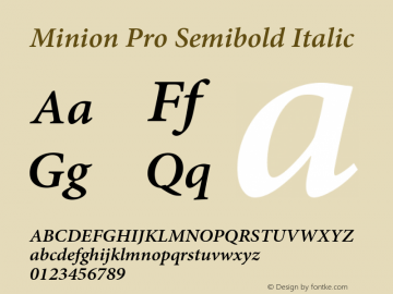 MinionPro-SemiboldIt OTF 1.010;PS 001.000;Core 1.0.27;makeotf.lib1.3.1 Font Sample