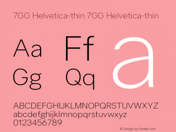 7GG Helvetica-thin  Font Sample