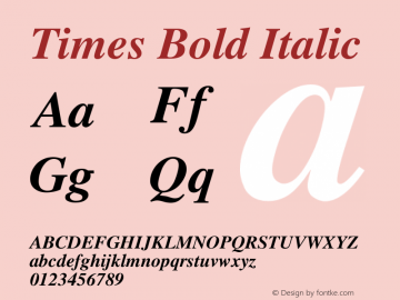Times Bold Italic  Font Sample