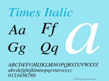Times Italic  Font Sample
