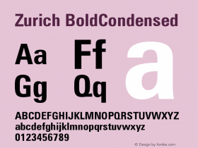 Zurich Bold Condensed Version 003.001 Font Sample