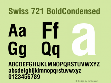 Swiss 721 Bold Condensed Version 003.001 Font Sample