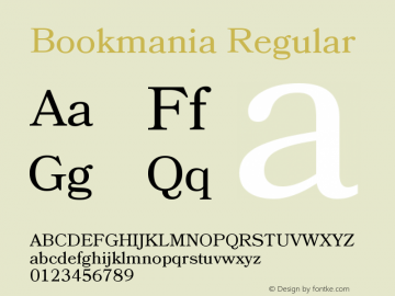 Bookmania Regular Version 1.001 Font Sample