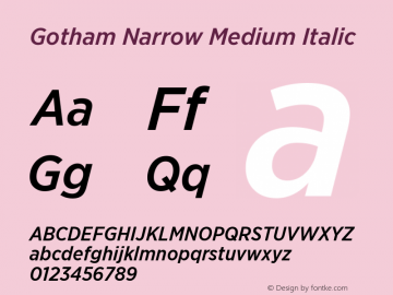 GothamNarrow-MediumItalic Version 2.200; Pro图片样张