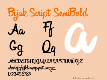 Bijak Script SemiBold 01 Font Sample