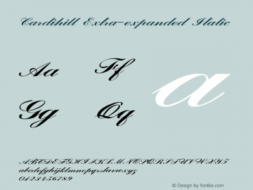 Cardihill-ExtraexpandedItalic Version 1.000 Font Sample