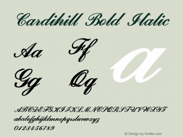 Cardihill-BoldItalic Version 1.000 Font Sample