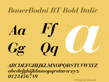 BauerBodni BT Bold Italic mfgpctt-v4.4 Dec 10 1998 Font Sample