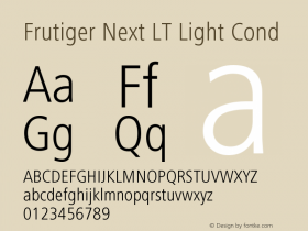 FrutigerNextLT-LightCond Version 001.001; t1 to otf conv Font Sample