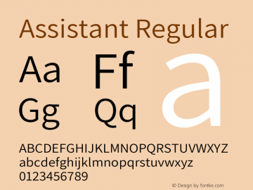 Assistant-Regular Version 2.001 Font Sample