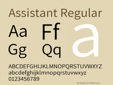 Assistant-Regular Version 2.001 Font Sample