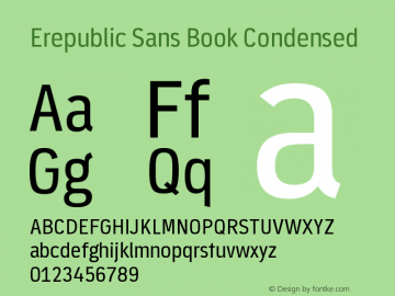 ErepublicSans-BookCondensed Version 004.002 Font Sample