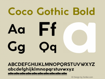 Coco Gothic Bold Version 3.001 Font Sample
