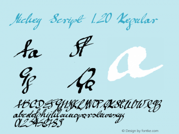 Mickey Script 1.20 Version 1.10 March 8, 2013 Font Sample