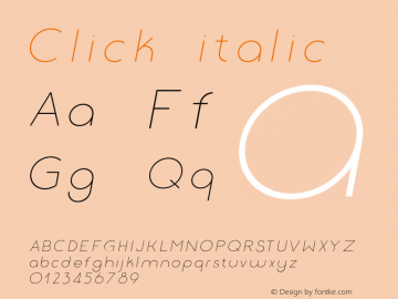 Click-italic Version 1.000;PS 001.000;hotconv 1.0.88;makeotf.lib2.5.64775 Font Sample