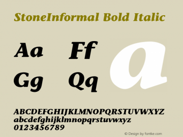 StoneInformal Bold Italic V.1.0图片样张