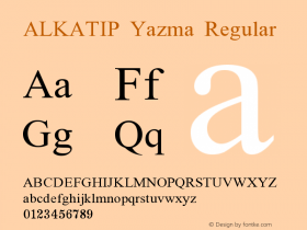 ALKATIP Yazma Version 6.00 November 5, 2016 Font Sample