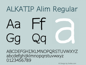 ALKATIP Alim Version 6.00 November 5, 2016 Font Sample