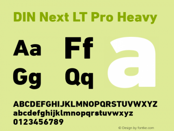 DIN Next LT Pro Heavy Version 1.20 Font Sample