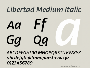 Libertad-MediumItalic Version 1.000 Font Sample