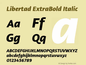 Libertad-ExtraBoldItalic Version 1.000 Font Sample