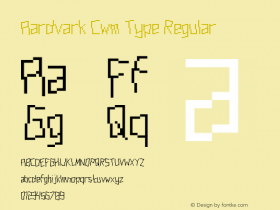 Aardvark Cwm Type Regular Version 1.0 Font Sample