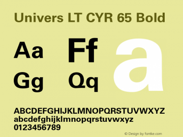 UniversLTCYR-65Bold Version 1.00 Font Sample