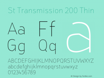 St Transmission 200 Thin Version 1.000; Fonts for Free; vk.com/fontsforfree图片样张