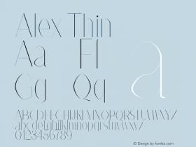 Alex Thin Version 1.0 Font Sample