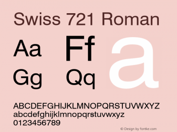 Swiss 721 Version 003.001 Font Sample