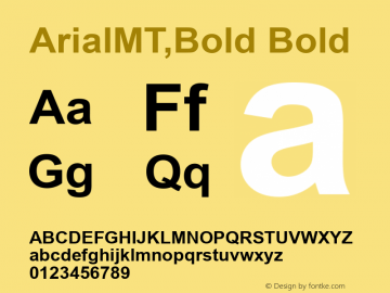 ArialMT,Bold Version 5.08 Font Sample