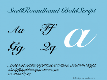 SnellRoundhand BoldScript Macromedia Fontographer 4.1 30/05/2002 Font Sample