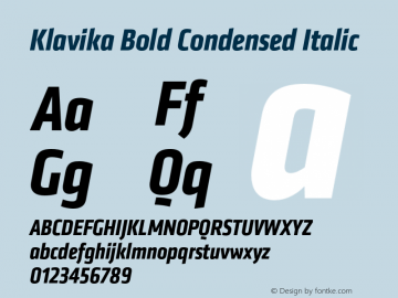 Klavika-BoldCondensedItalic Version 1.000 Font Sample