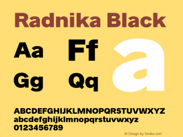 Radnika-Black Version 1.0 Font Sample