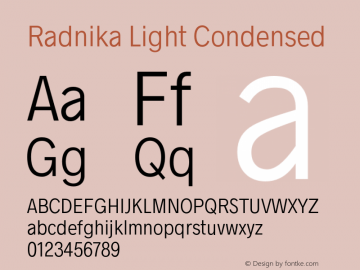 Radnika-LightCondensed Version 1.0 Font Sample