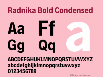 Radnika Condensed Bold Version 1.0 Font Sample